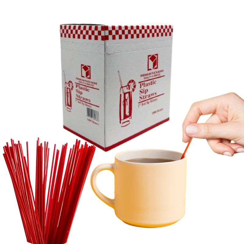 Load image into Gallery viewer, *WHOLESALE* 5&quot; Disposable Red Plastic Heavy Duty Sip Stirrers - Coffee Stirrer Straws | 1000 ct. Stirrers VeZee
