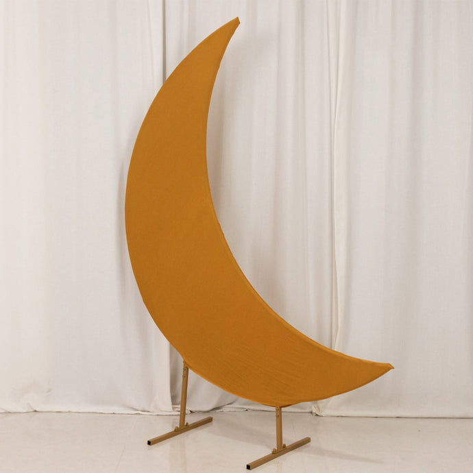 6.5ft Gold Spandex Crescent Moon Chiara Backdrop Stand Cover, Custom Stretch Fitted Wedding Arch Cover Backdrops HIER_5200