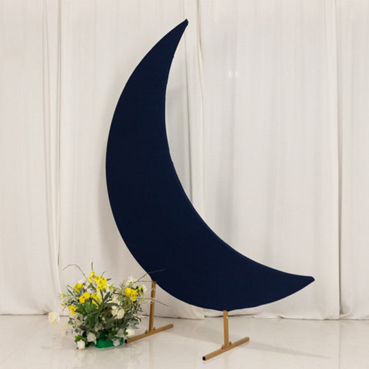 6.5ft Navy Blue Spandex Crescent Moon Chiara Backdrop Stand Cover, Custom Stretch Fitted Wedding Arch Cover Backdrops HIER_5200