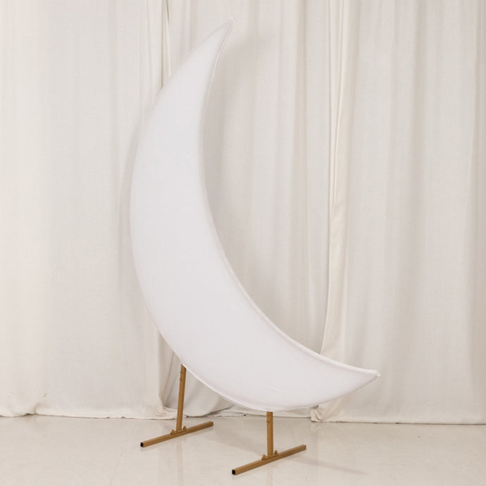 6.5ft White Spandex Crescent Moon Chiara Backdrop Stand Cover, Custom Stretch Fitted Wedding Arch Cover Backdrops HIER_5200