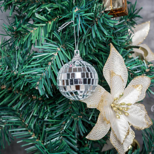 6 Pack 2" Silver Foam Disco Mirror Ball With Hanging Strings, Holiday Christmas Ornaments Decorations PROstorez Default Title