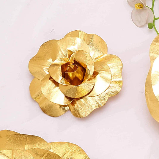 6 Pack 8" Metallic Gold Real Touch Artificial Foam DIY Craft Roses Craft Flowers PROstorez Default Title