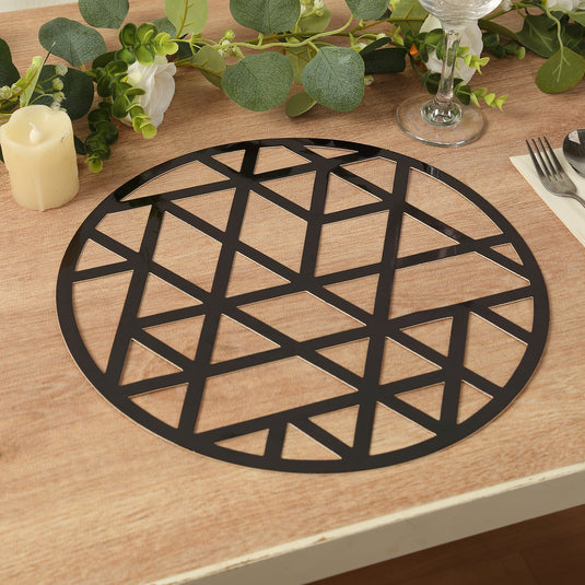 6-Pack Disposable Table Placemats in Black Laser Cut Geometric Triangle Design - 700GSM Cardboard Placemats for Glamorous Table Settings 13" Decorations HIER_4640