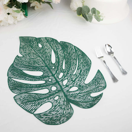 6-Pack Dining Table Mats Monstera Leaf Design Green - Vinyl Non-Slip Surface for Tropical Themes 18" Decorations PROstorez Default Title