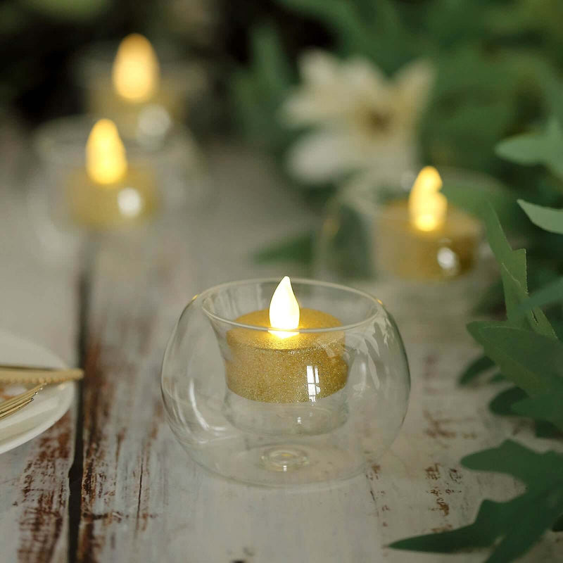 6-Pack Glass Tealight Candle Holders Crystal Clear Globe Design - Votive Candle Holders for Events 3" Decorations PROstorez Default Title