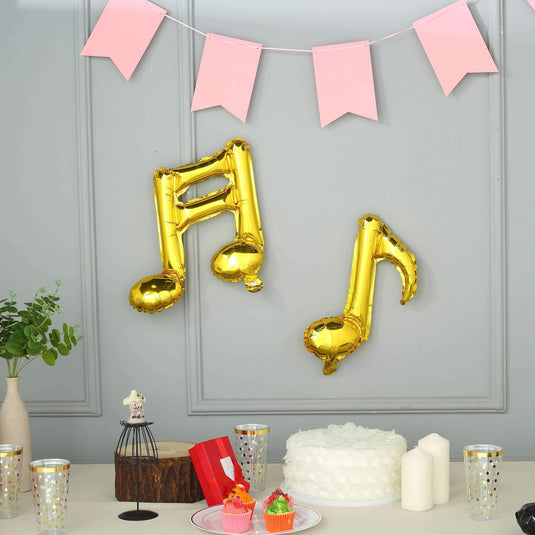 6 Pack Metallic Gold Single and Double Music Note Mylar Foil Balloons Decorations HIER_9120 Default Title