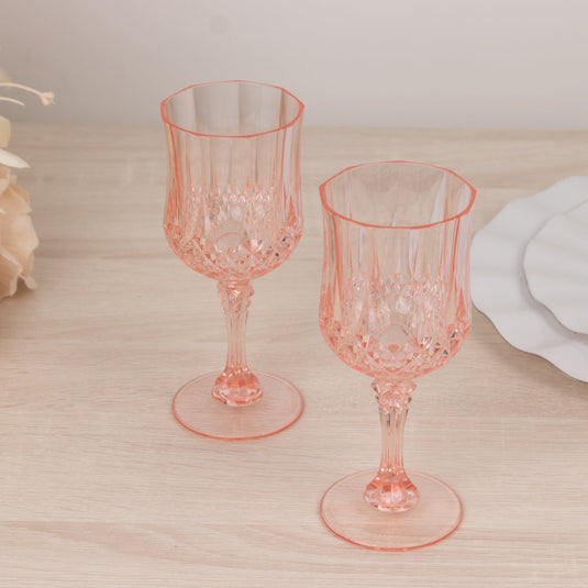 6-Pack Plastic Cocktail Goblets Transparent Blush Crystal Cut - Shatterproof Drinkware 8oz Drinkware HIER_4300