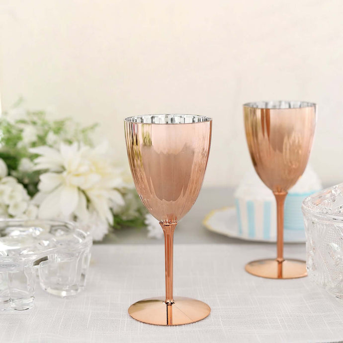 6-Pack Plastic Wine Glasses in Metallic Rose Gold - Classy Disposable Goblets for Parties, Receptions & Banquets 8oz Disposables PROstorez Default Title