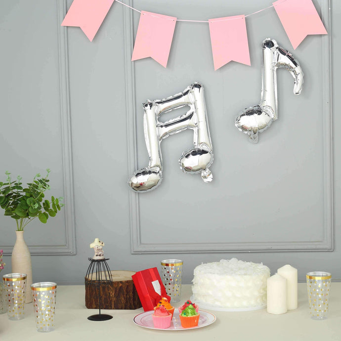 6 Pack Shiny Silver Single and Double Music Note Mylar Foil Balloons Decorations HIER_9120 Default Title