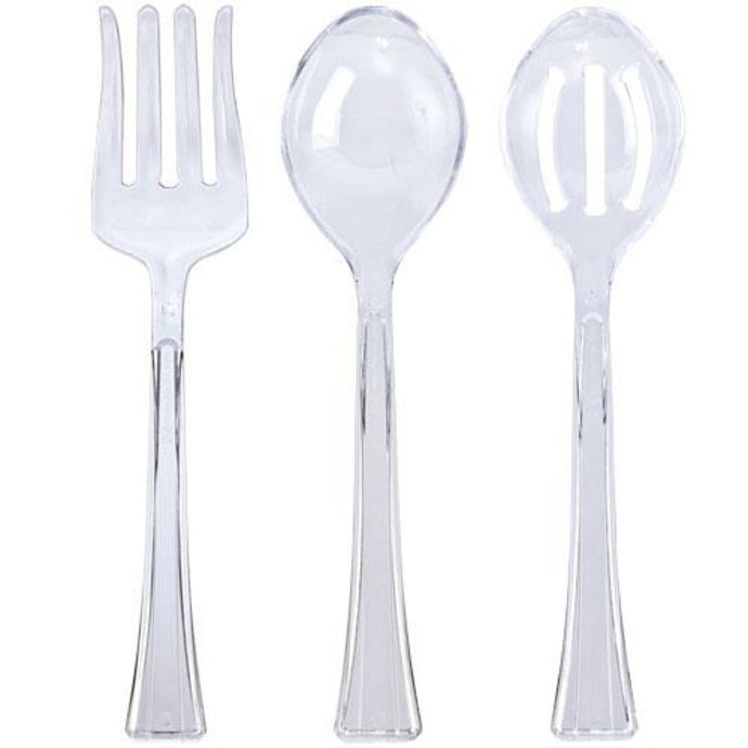 Clear Heavyweight Plastic Salad Utensils Serving Set Serverware Lillian