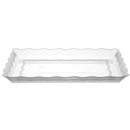 Wave 9" x 13" Rectangle Clear Plastic Tray Serverware Hanna K Signature