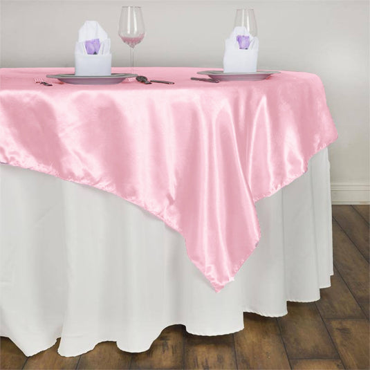 60''x60" Pink Lily Embossed Satin Square Table Overlay - Clearance SALE Overlays HIER_2143