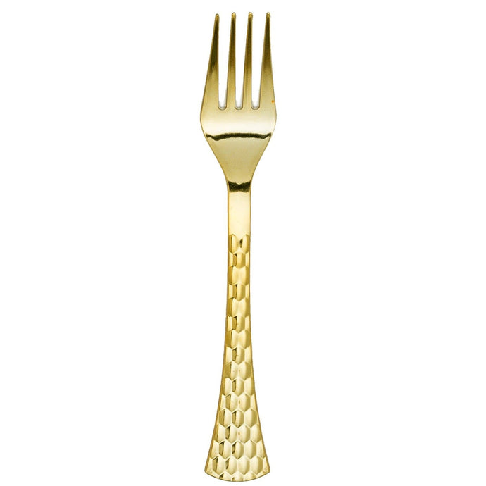 Glamour Collection Extra Heavyweight Disposable Forks Gold Tablesettings Decorline