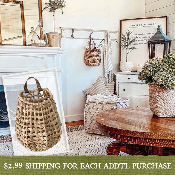 Wall Basket with Faux Leather Handle General WG