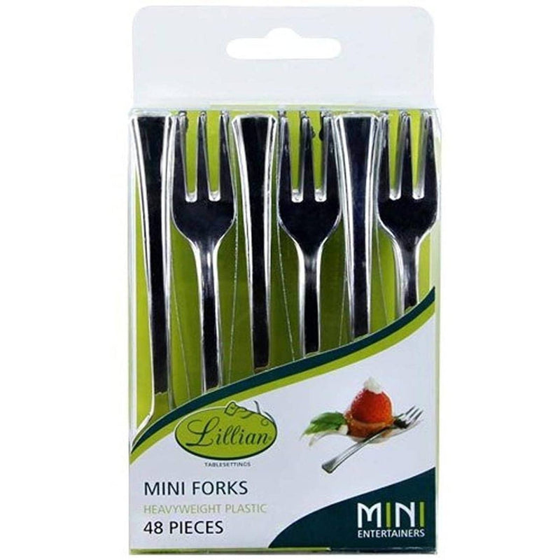 Load image into Gallery viewer, Silver Mini Plastic Forks Serverware Lillian
