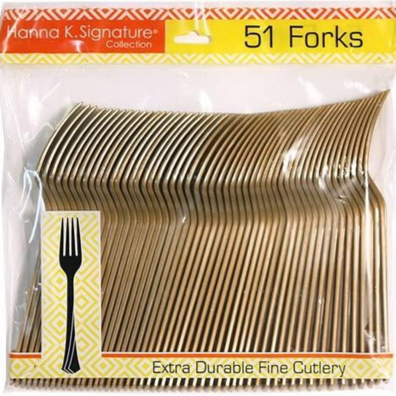 Load image into Gallery viewer, *WHOLESALE* Hanna K. Signature Heavyweight Gold Plastic Fork: 1224CT Cutlery Hanna K Signature
