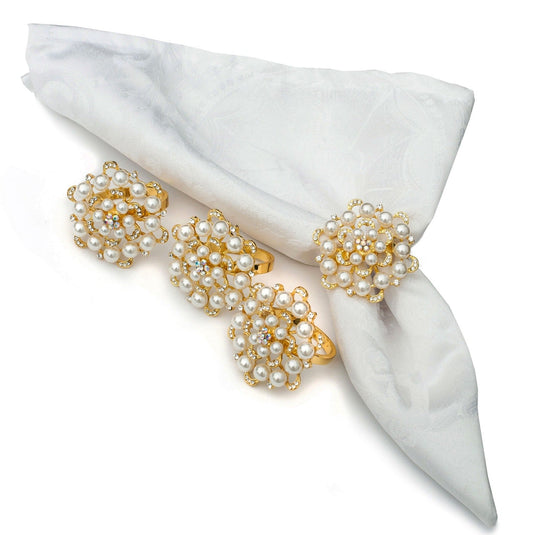 SALE Gold Pearl Napkin Rings Set of 4 Napkin Rings VeZee