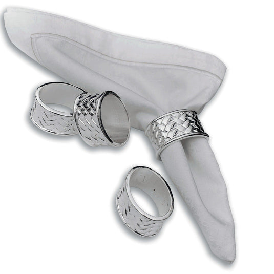 SALE Oval Braided Silver Plated Napkin Rings Set of 4 Napkin Rings VeZee