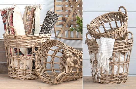 Rattan Baskets With Handles, Set of 2 General WG