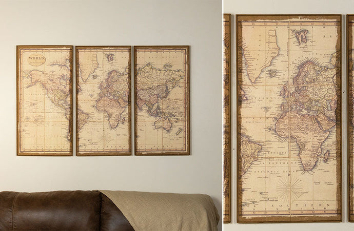 Three Piece Vintage World Map General VIP