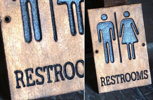 Metal Men and Women Restrooms Wall Plaque General PPD