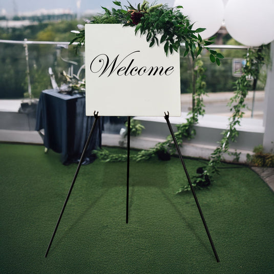 65" Heavy Duty Black Metal Easel Stand - Portable and Adjustable Tripod for Wedding Signs, Posters, and Art Decorations HIER_7600