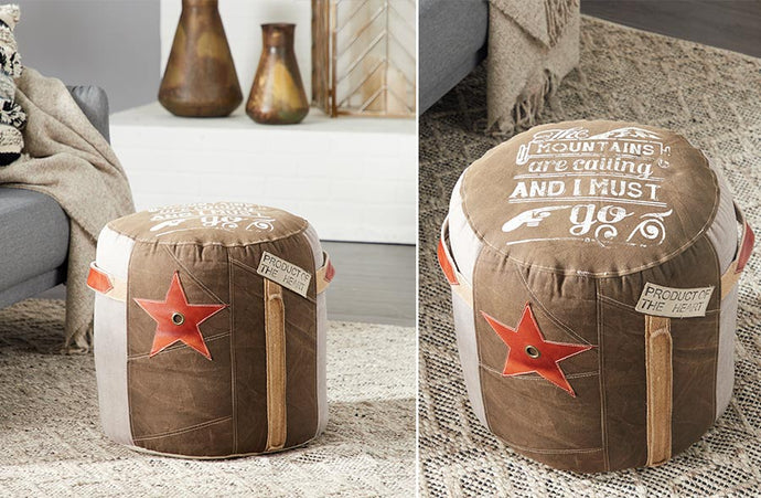 Rustic Styled Pouf Stool General UMA