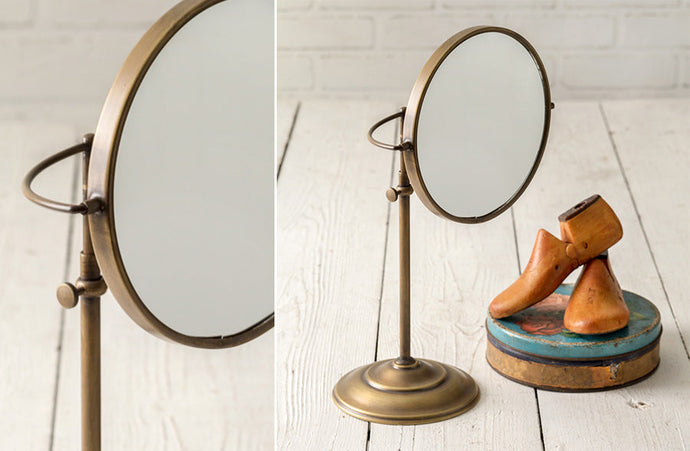 Adjustable Round Brass Vanity Mirror General CT