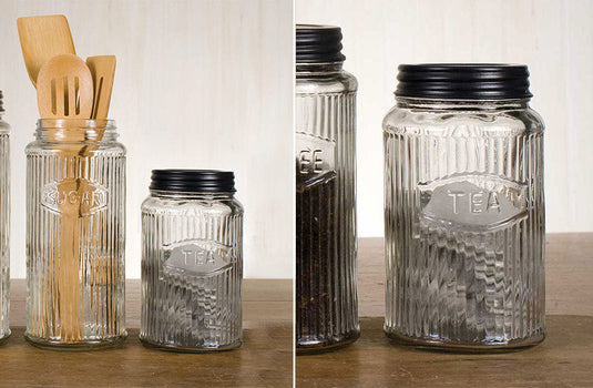 Corrugated Glass Kitchen Canisters, Set of 3 General CT