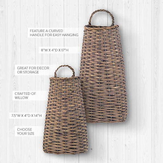 Oblong Hanging Willow Basket, Pick Your Size General MEL