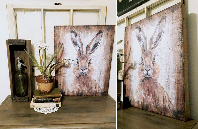 Wooden Framed Bunny Painting General ABH