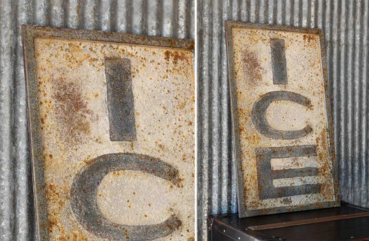 Aged Metal Ice Sign General PHC