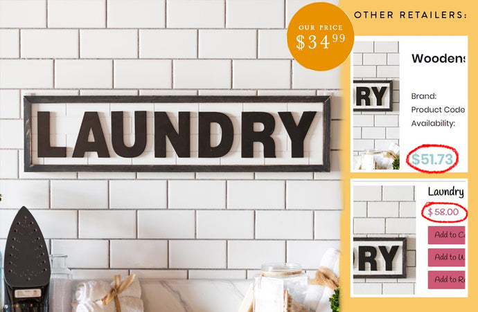 Raised Letter Framed Laundry Sign | Modern Farmhouse General VIP