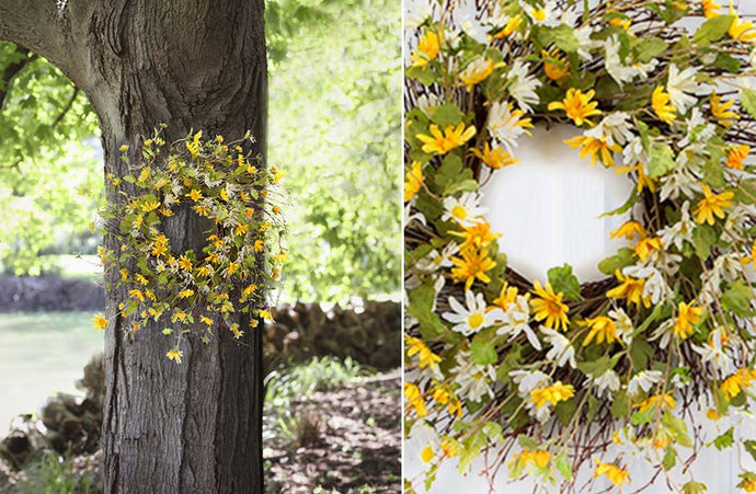 Field Daisy and Twig Wreath General MEL