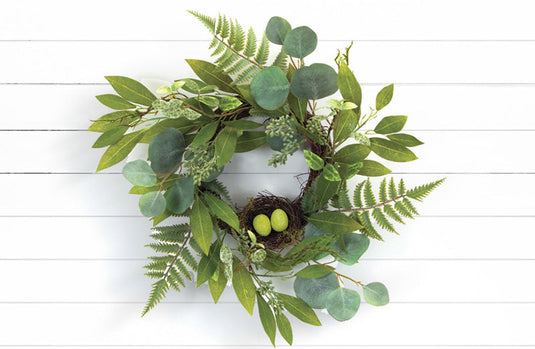 Mixed Foliage w/Nest Wreath 21