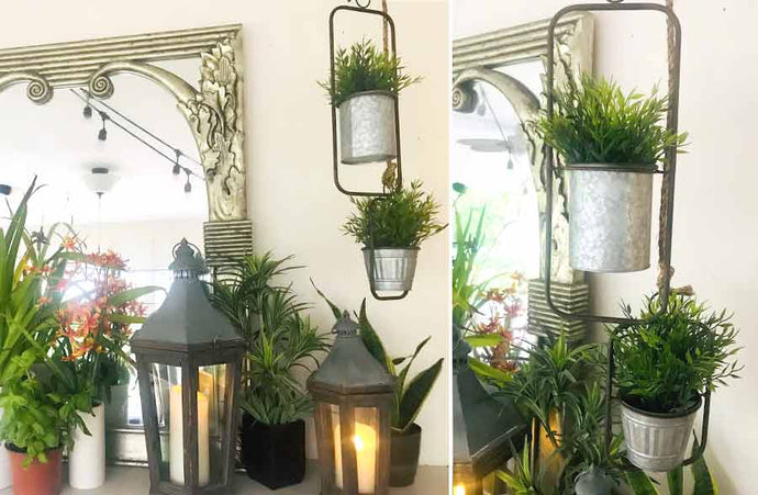 Metal Framed Hanging Galvanized Flower Pot, Set of 2 General WT