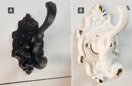 Cast Iron Scalloped Double Wall Hook Set of 2, Pick Your Color General VIP