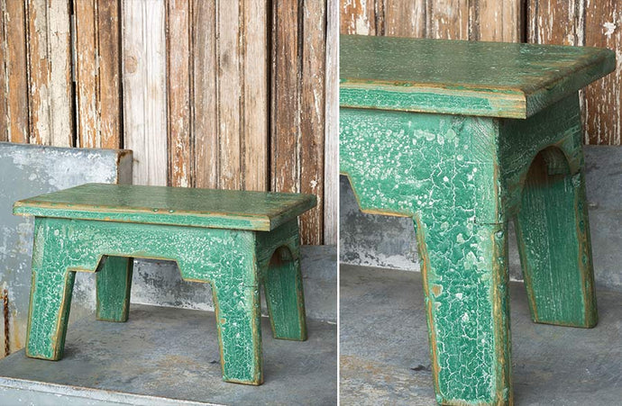 Distressed Antique Green Bed Stool General PHC