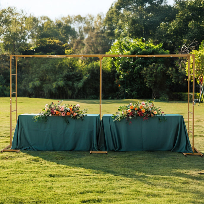 6ftx12ft Gold Rectangular Arbor - Freestanding 6' High Over the Table Stand, Backdrop Stand with Double Frame for Floral Balloon Décor Backdrops HIER_5100