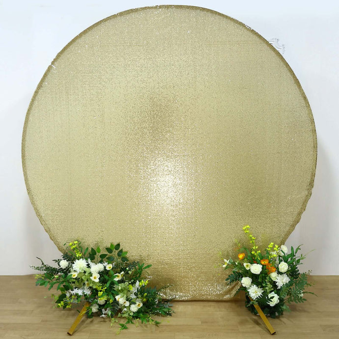 7.5ft Champagne Sparkle Sequin Round Wedding Arch Cover, Shiny Shimmer Photo Backdrop Stand Cover, 2-Sided Custom Fit Backdrops PROstorez Default Title