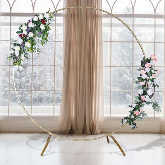 7.5ft Heavy Duty Gold Metal Round Wedding Arch Photo Backdrop Stand Backdrops PROstorez Default Title