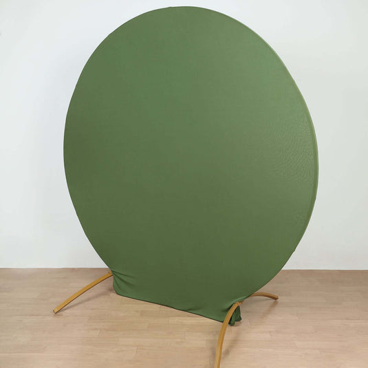 7.5ft Matte Olive Green Round Spandex Fit Party Backdrop Stand Cover Backdrops HIER_5200