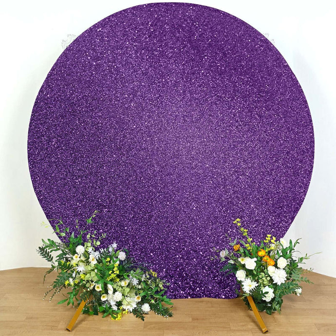 7.5ft Purple Metallic Shimmer Tinsel Spandex Round Wedding Arch Cover, 2-Sided Photo Backdrop Backdrops PROstorez Default Title