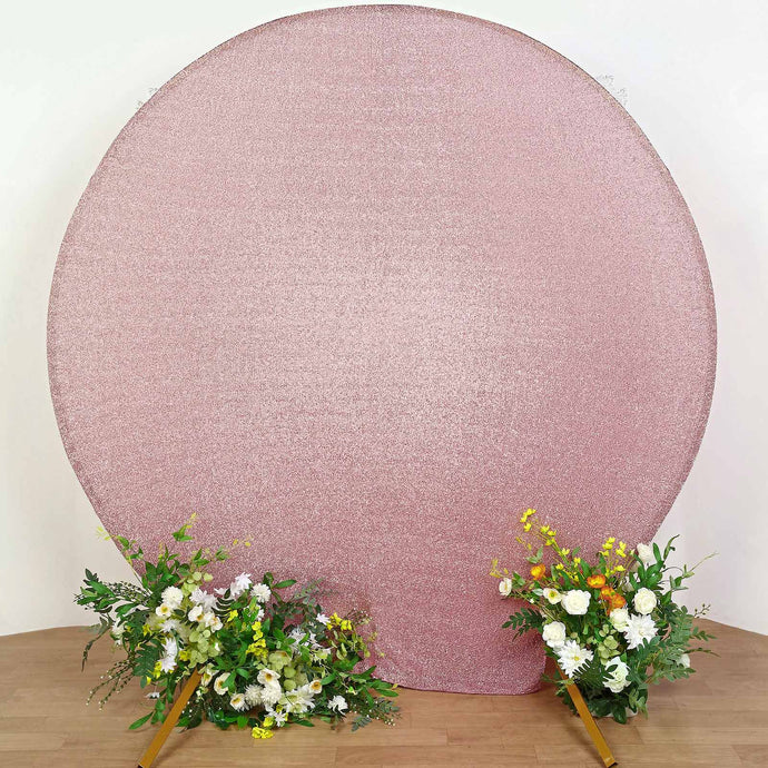 7.5ft Rose Gold Metallic Shimmer Tinsel Spandex Round Wedding Arch Cover, 2-Sided Photo Backdrop Backdrops PROstorez Default Title