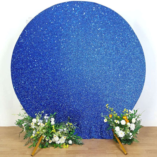 7.5ft Royal Metallic Shimmer Tinsel Spandex Round Wedding Arch Cover, 2-Sided Photo Backdrop Backdrops PROstorez Default Title