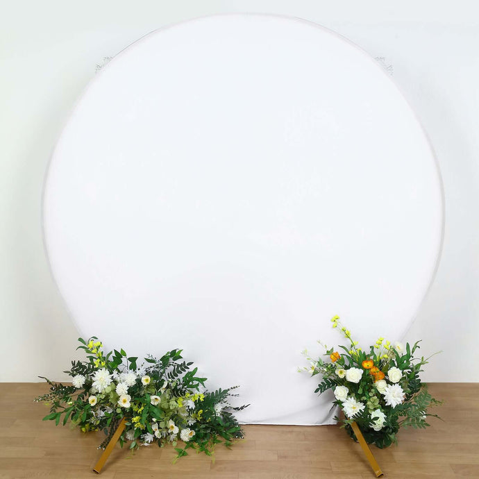 7.5ft White Round Spandex Fit Party Backdrop Stand Cover Backdrops PROstorez Default Title