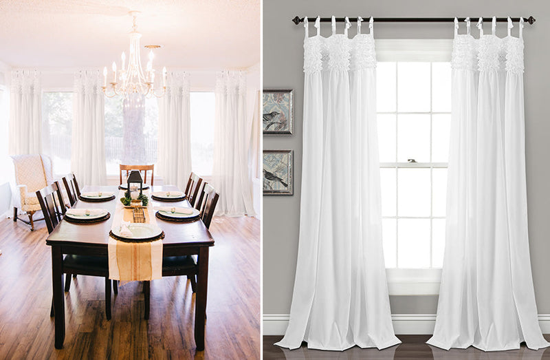 Load image into Gallery viewer, Tie-Top Frill Window Curtain Panel, Set of 2 General THF
