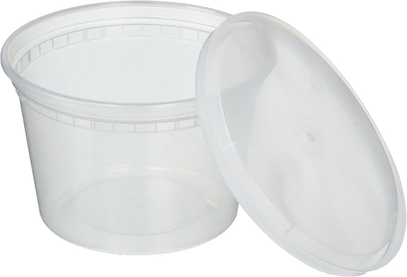 Load image into Gallery viewer, 16oz Lightweight Clear Plastic Round Deli Container with Lids Food Storage &amp; Serving VeZee
