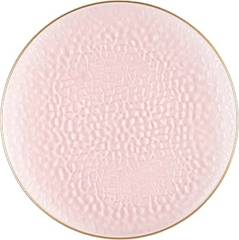 Load image into Gallery viewer, Organic Hammered Pink Gold Rim 10″ Plates Tablesettings Blue Sky
