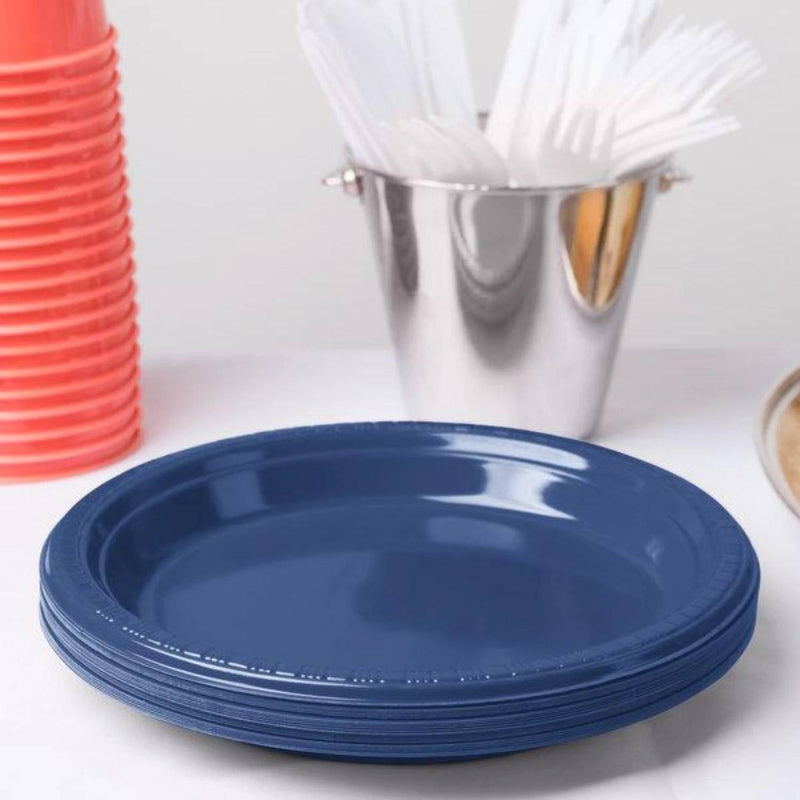 Load image into Gallery viewer, Hanna K. Signature Plastic Plates Blue 7&quot; Disposable Plates Hanna K Signature
